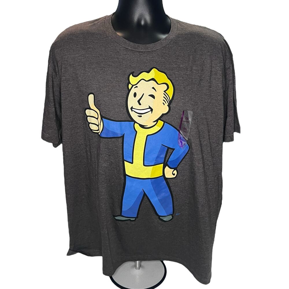 New Fallout Vault Boy 2016 T-Shirt XXL Bethesda Charcoal Heather Gaming Tee 2XL